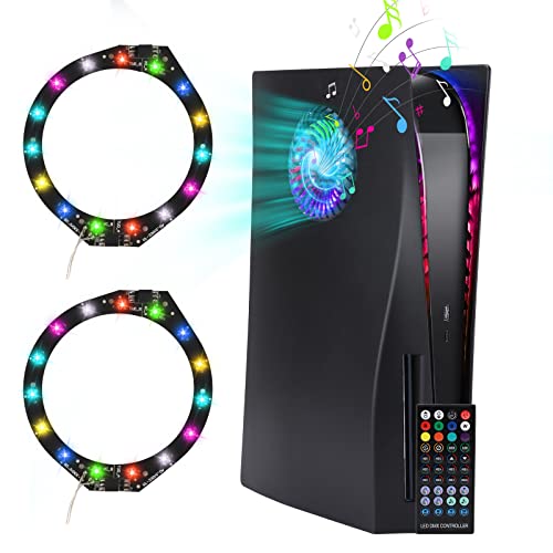 RGB LED Face Plates with Fan Vents for PS5 Disc Edition - Shockproof ABS Shell Cover with 8 Colors & 400+ Lighting Effects - Perfect for Gaming Setups, Room Decor, and PS5 Customization