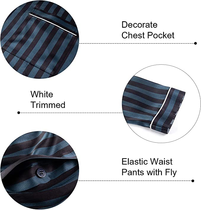 Luxury Men's Silk Pajama Set - 2PC Long Sleeve Button Down Sleepwear for Men | Soft & Breathable Silk PJs for Lounge, Sleep & Relaxation | COLD POSH Premium Silk Pajamas