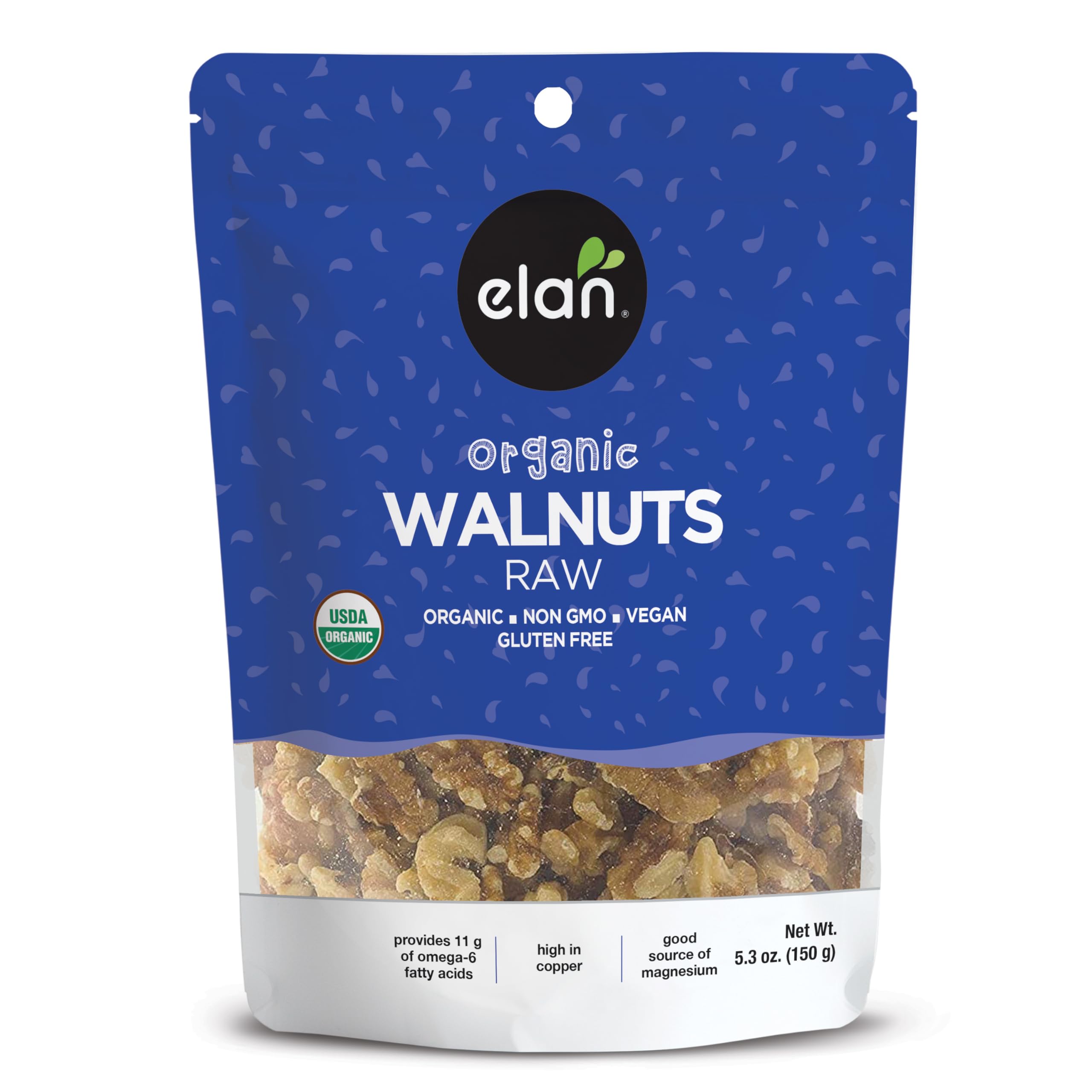 Organic Walnuts Raw Unsalted 8-Pack - Healthy Vegan Snacks for Baking & Snacking