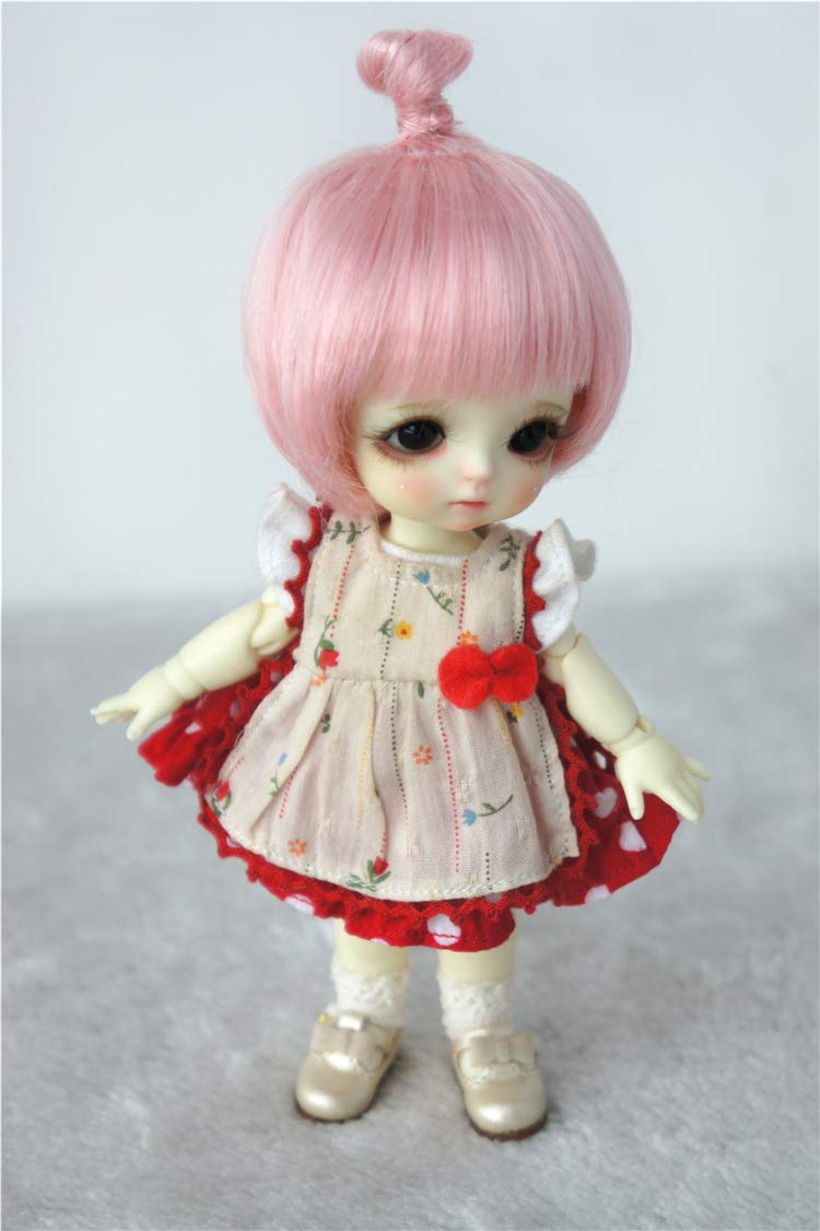 5-6inch BJD Doll Wigs - Yellow Mohair for 1/8 Lati Dolls (Pink) - Perfect for Doll Makeovers