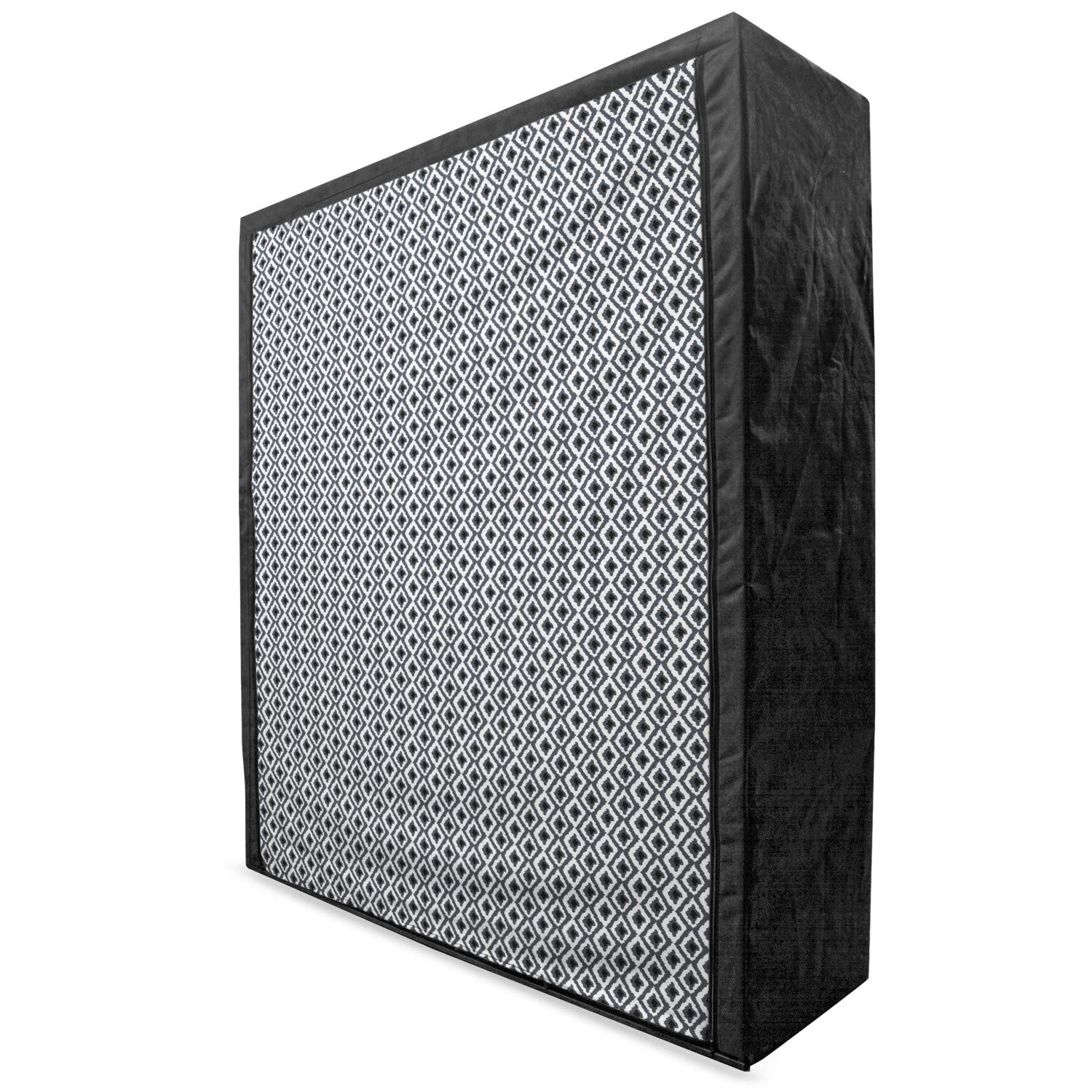 Ambesonne Geometric Portable Fabric Wardrobe - Hand Drawn Grey Rhombus Pattern Storage Closet with Shelves, 59