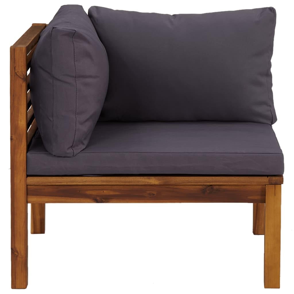 vidaXL Patio Corner Sofa Set with Cushions & Tea Table - Modular Sectional Outdoor Furniture in Solid Acacia Wood - Rustic Garden Sofa for Backyard, Poolside & Patio Relaxation
