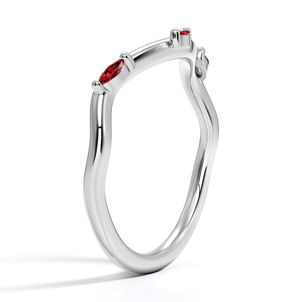 Willow Curved Lab Grown Ruby Ring for Women - 14K Gold Plated Wedding Band, Anniversary Gift, Promise Ring for Her - Perfect for Engagements, Date Nights & Special Occasions