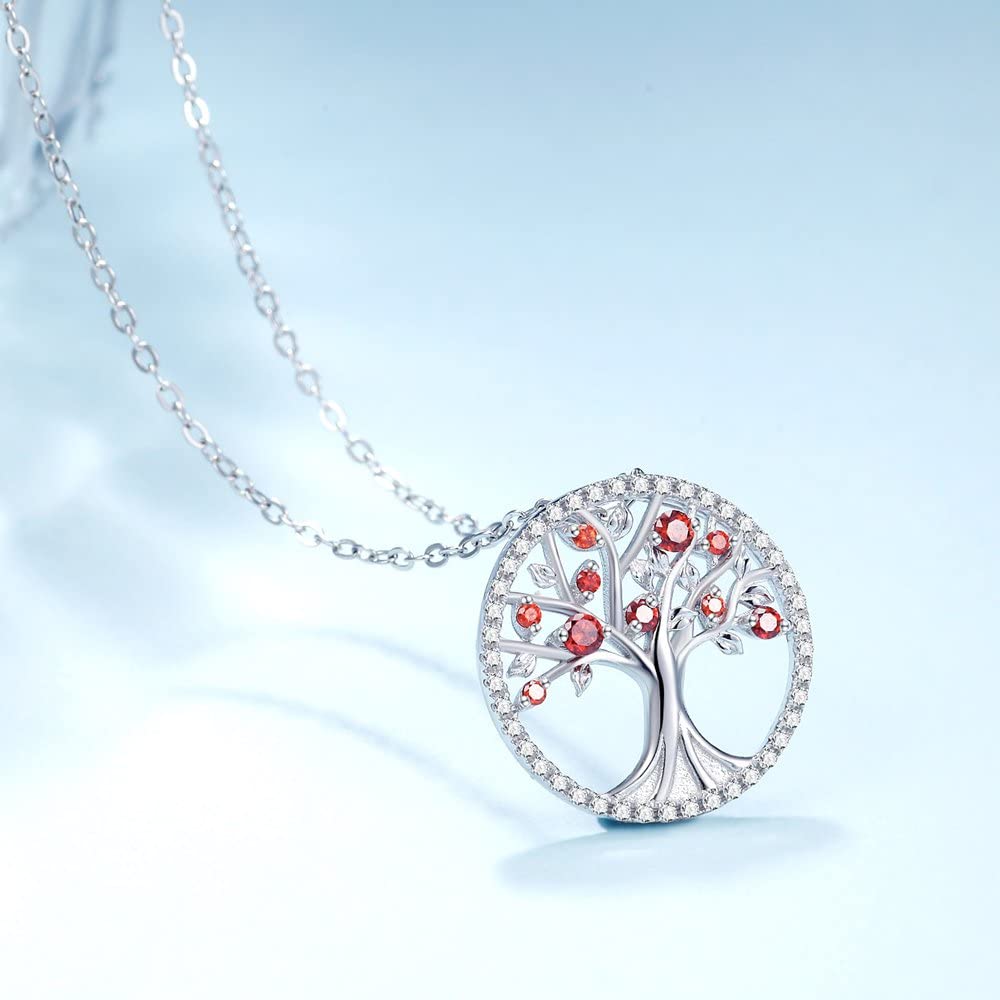 Tree of Life Necklace for Women - Sterling Silver Birthstone Jewelry with Simulated Diamonds & Emeralds - Perfect Birthday Gift for Wife, Mom, Sister - April & May Birthstones - Ideal for Weddings, Anniversaries & Spiritual Healing