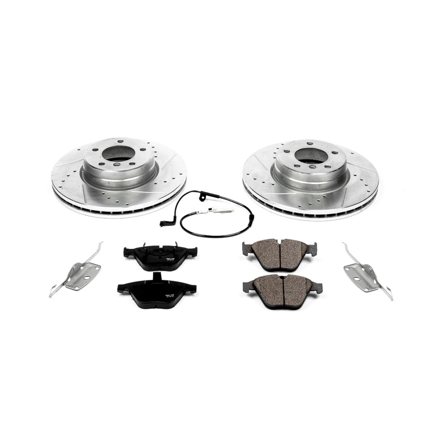 Power Stop K2110 Z23 Carbon Fiber Brake Pads & Drilled Slotted Rotors Kit - Compatible with BMW 5 Series (525i 525xi 528i 528i xDrive 530i 530xi 535i xDrive) - High Performance Braking System for Street & Track Use