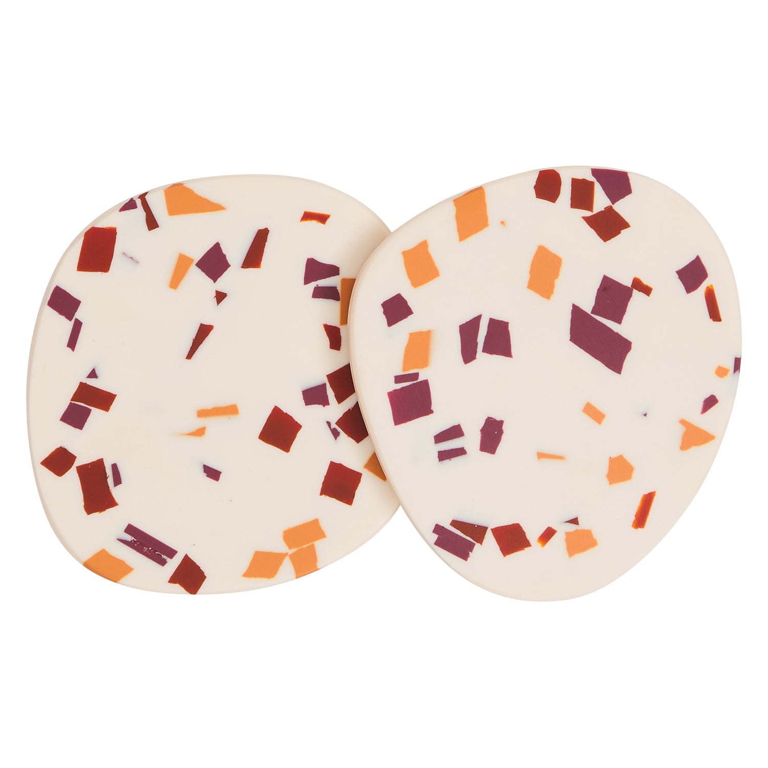 Fenella Coasters Set of 2 - Premium Nougat Terrazzo Design - Absorbent & Durable Drink Coasters for Coffee Table, Bar, and Home Decor