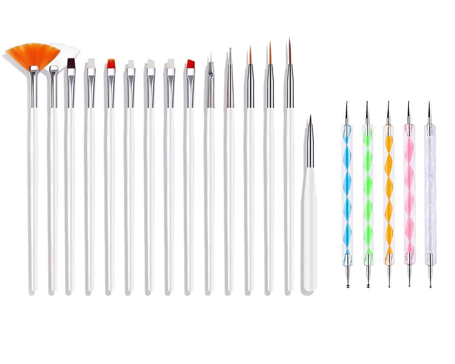15-Piece Professional Nail Art Brush Set for Detailing, Striping & Blending - Includes Dotting Pens, Liner Brushes & 3D Gel Painting Tools - Perfect for Salon, Home Manicures & Nail Art Designs