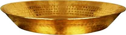 Will & Weaves Traditional Brass Hammered Dough Maker & Atta Maker - 12 Inch Indian Kitchen Utensil with 2 Liter Brass Pot (Patila) - Perfect for Roti, Chapati & Paratha Dough Preparation at Home