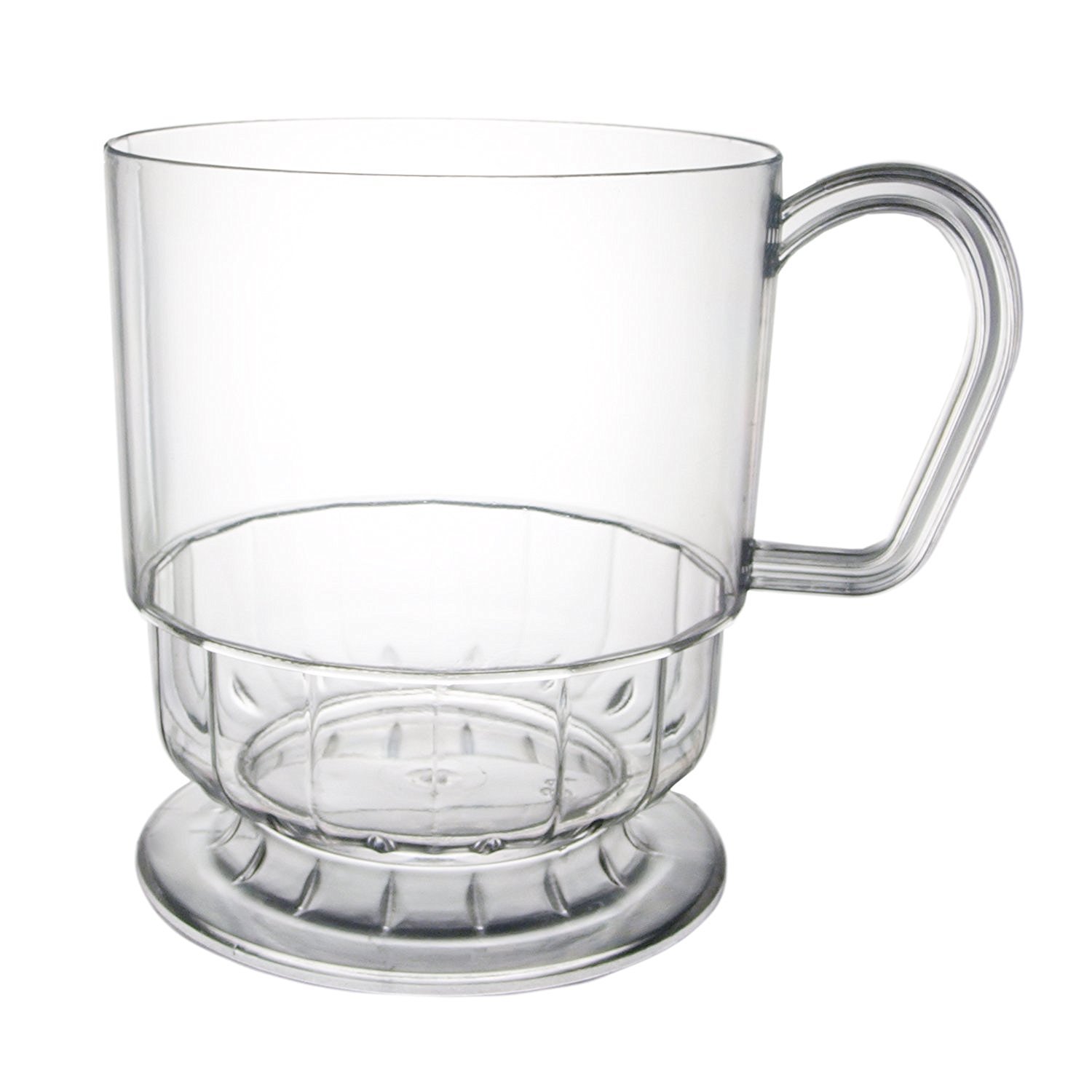 Elegant Hard Plastic Coffee Cup with Handle - 8 oz Clear Disposable Tea Mug for Parties, Events & Catering (Case of 240) - Perfect for Coffee, Tea, Hot Chocolate & Beverage Service