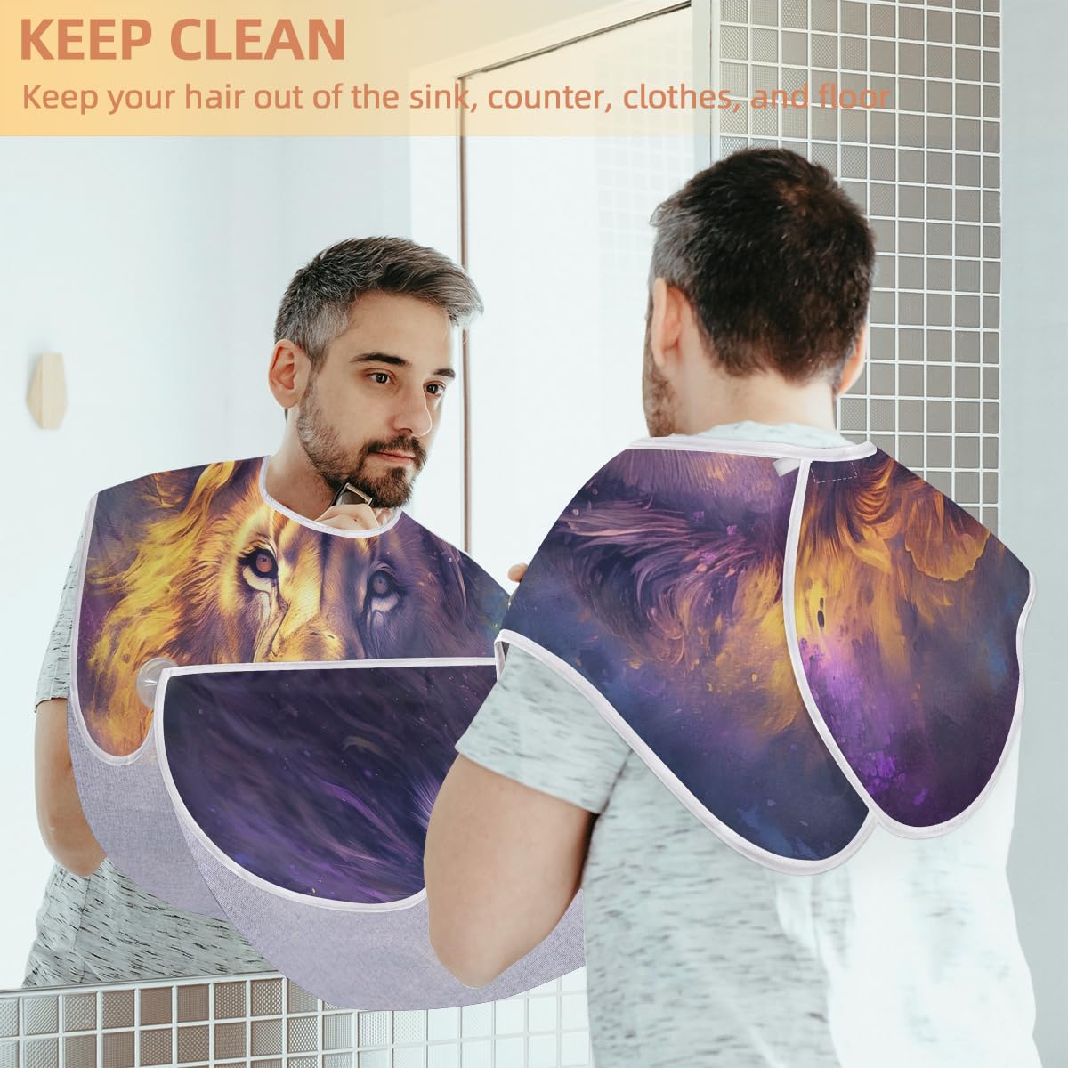 Men's Beard Shaving Bib & Hair Dye Apron - Waterproof Canvas Barber Cape for Haircut, Makeup & Beard Trimming - Perfect for Salon, Home Grooming & Sink Cleanup (Great Gift for Barbers & Stylists)