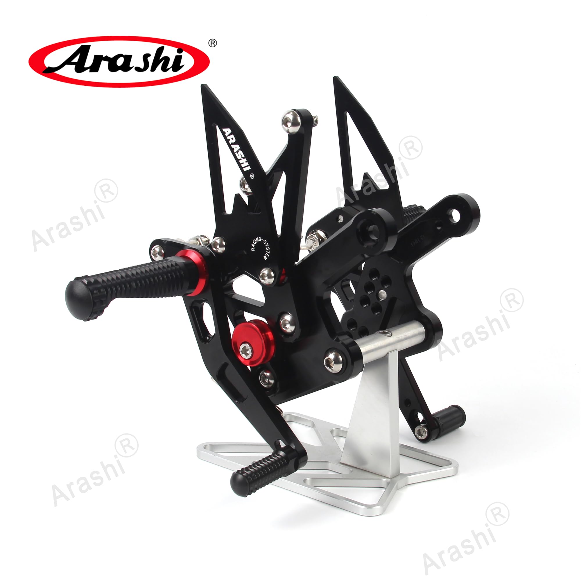 Arashi V2.0 Adjustable Rear Sets Foot Pegs for Kawasaki Ninja ZX4R 2023 / ZX4RR 2022-2024 / ZX25R 2020-2023 - Black Motorcycle Racing Footrests - Perfect for Track Days, Street Riding & Performance Upgrades