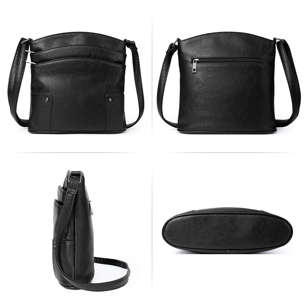 CLUCI Women's Leather Crossbody Bag - Vintage Shoulder Purse with Triple Pockets for Travel, Vacation & Everyday Use | Perfect Gift for Her