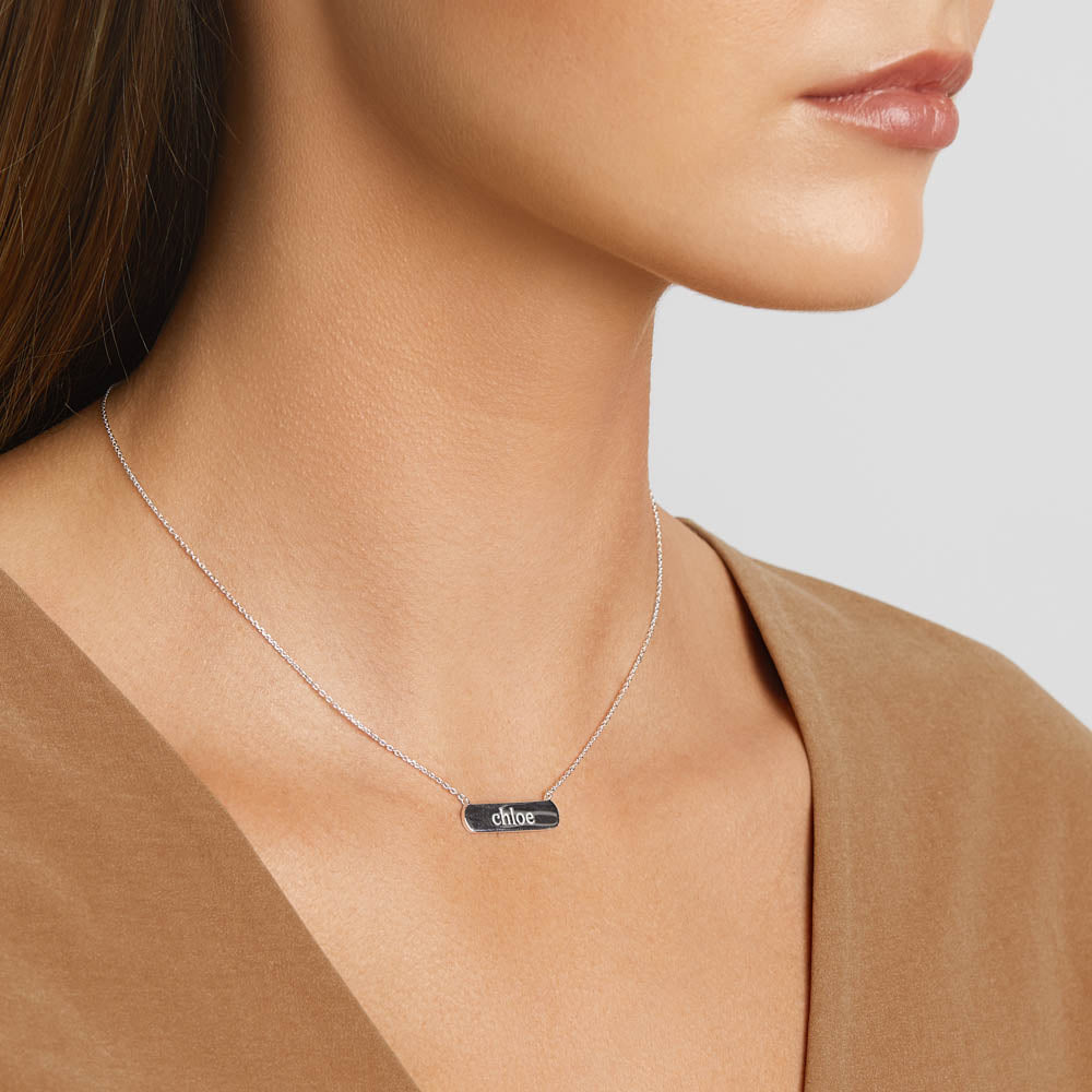 Personalized Engravable Silver Horizontal Bar Necklace - Custom Name Jewelry Gift for Women, Mom, Wife - Perfect for Anniversaries, Birthdays & Special Occasions
