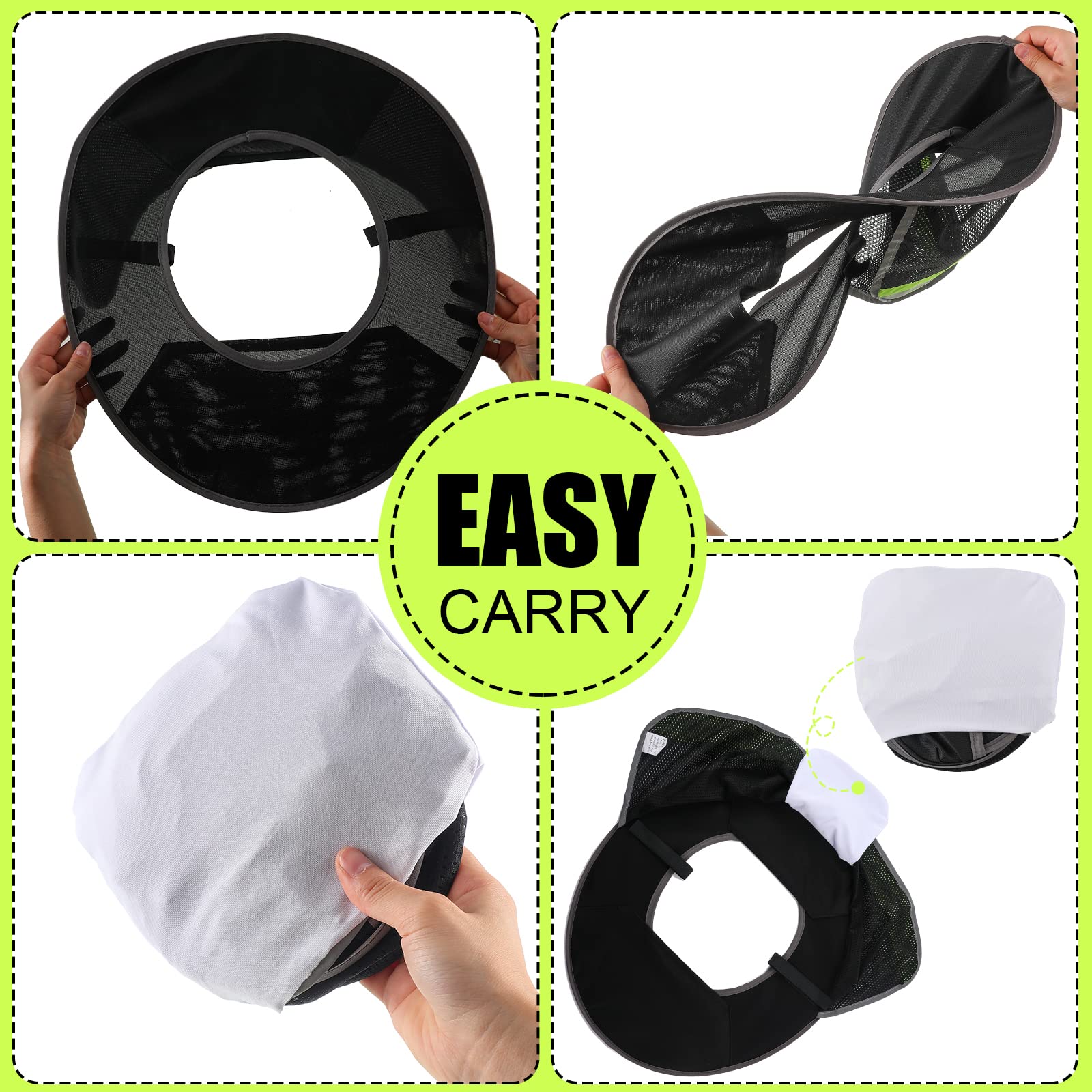 4 Pcs Hard Hat Sun Shade Full Brim Hardhat Sun Visor Bandana Face Scarf Neck Protection - UV Protection Summer Work Accessories for Construction, Landscaping & Outdoor Jobs (Black)