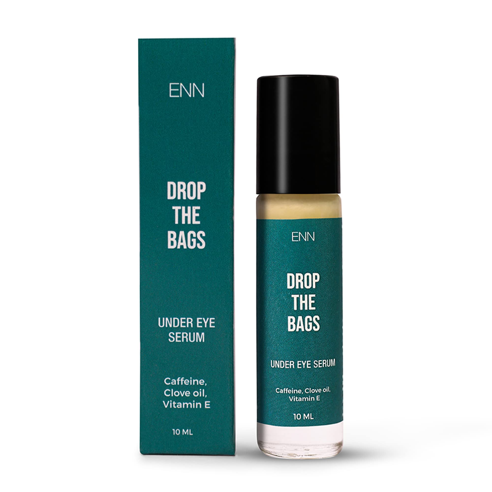 ENN Drop the Bags Under Eye Serum for Dark Circles - Caffeine, Clove Oil & Vitamin E Treatment for Women & Men - Reduces Puffiness, Fine Lines & Dark Circles - 10ml - Perfect for Nighttime Skincare & Morning Routine