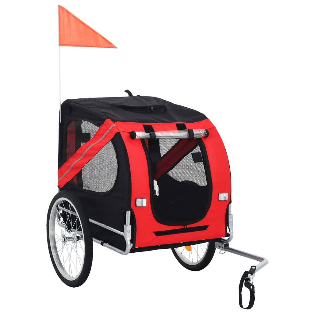 iFCOW Red and Black Dog Bike Trailer - Pet Carrier for Cycling, Jogging & Outdoor Adventures - Safe & Comfortable Pet Transportation for Small to Medium Dogs