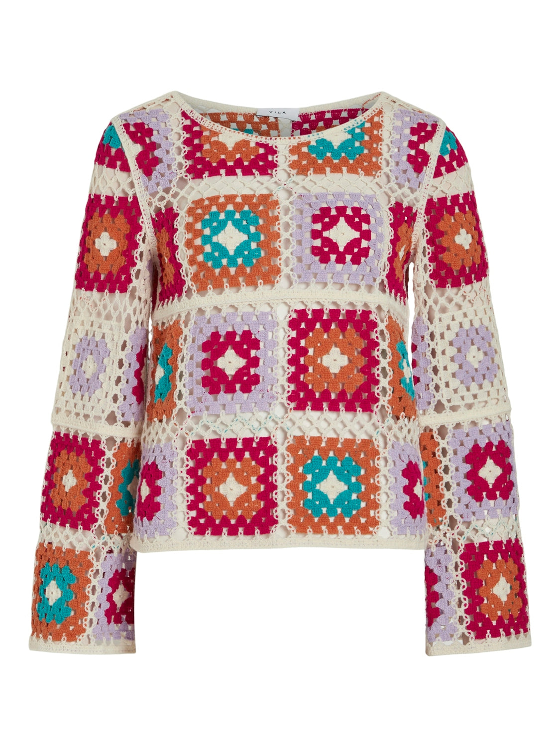 Leah Crochet Top for Women - Soft & Breathable Birch/Multicolor Summer Blouse | Boho Chic Beachwear, Casual Outfit, Festival Fashion