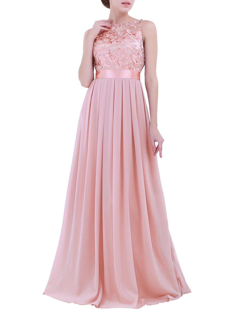 ACSUSS Women's Crochet Lace Chiffon Wedding Dress - Elegant Bridesmaid Evening Gown & Prom Maxi Dress for Special Occasions | Perfect for Weddings, Galas & Formal Events