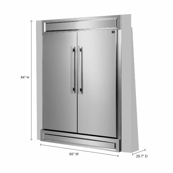 60 Inch Refrigerator Freezer Combo by FORNO - Energy Efficient Stainless Steel French Door Fridge for Large Kitchen & Open Floor Plan Homes