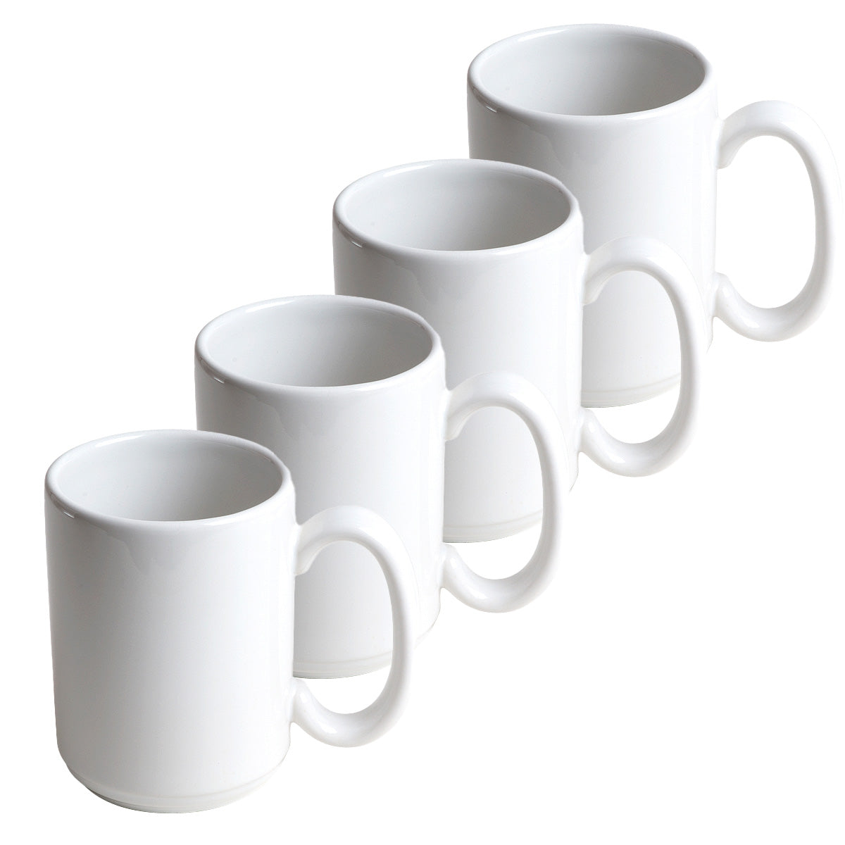 Premium 15 oz Solid Color Coffee Mug Set of 4 - Classic White Ceramic Cups for Home, Office & Gifts | Durable American-Made Drinkware for Hot & Cold Beverages