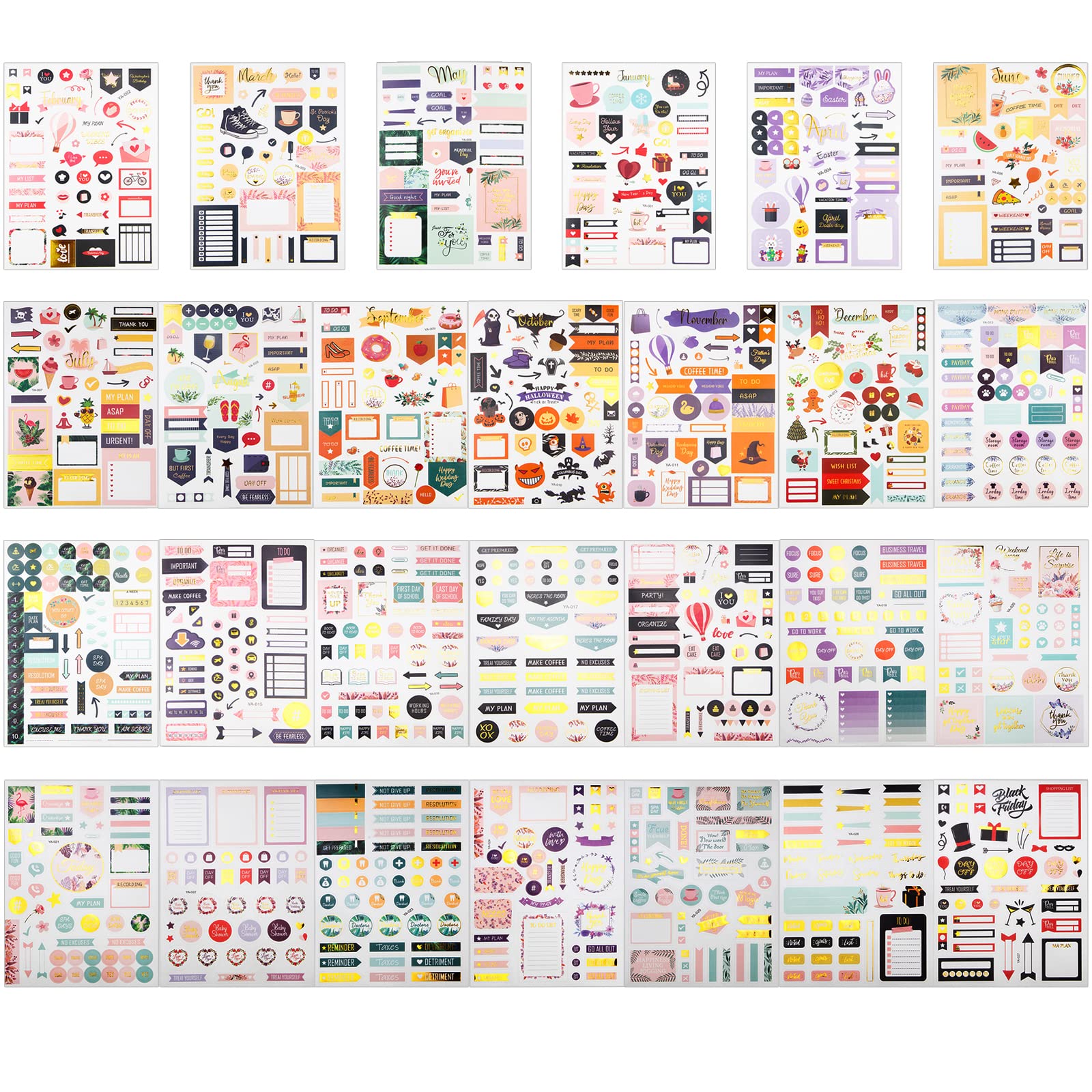 2025 Stylish Monthly Planner Stickers - 27 Sheets Set of 1230+ pcs Happy Planner Stickers & Accessories for Journals, Calendars, DIY Planner Decor - Perfect for Bullet Journaling, Scrapbooking & Gift Giving