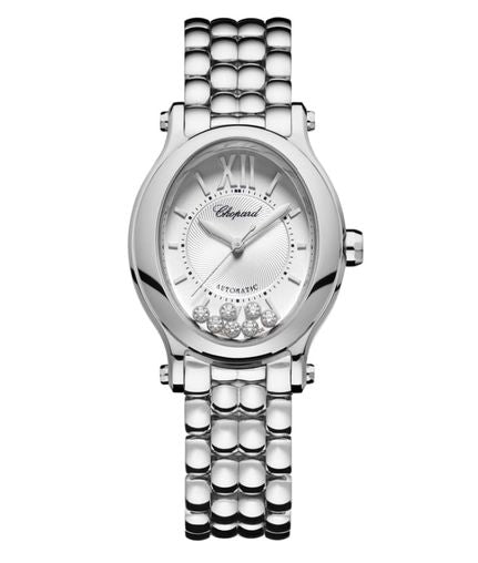 Chopard Happy Sport Oval Stainless Steel Women's Watch with Diamonds - Elegant Luxury Timepiece for Business, Parties & Special Occasions
