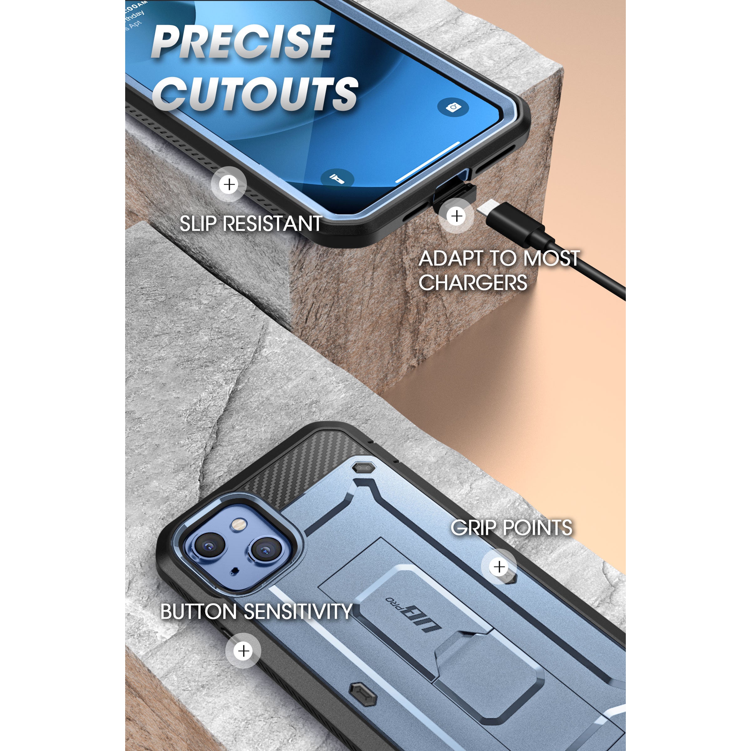 iPhone 14 6.1 Inch Unicorn Beetle PRO Rugged Case - Shockproof & Drop Protection - Metallic Blue - Perfect for Outdoor Adventures & Extreme Sports