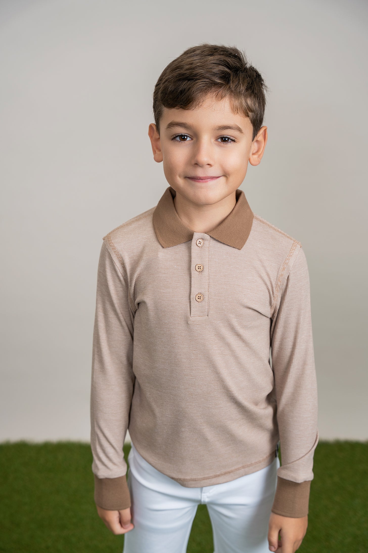 Men's Slim Fit Mini Stripped Long Sleeve Polo Shirt - Casual & Business Wear for Office, Golf, and Outdoor Activities