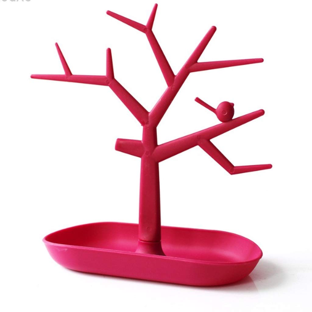 JAHH Fashion Jewelry Display Stand - Plastic Bird Tree Bracelet & Earring Organizer Storage Rack with Tray (Color B) | Perfect for Boutique, Jewelry Store and Home Vanity Organization