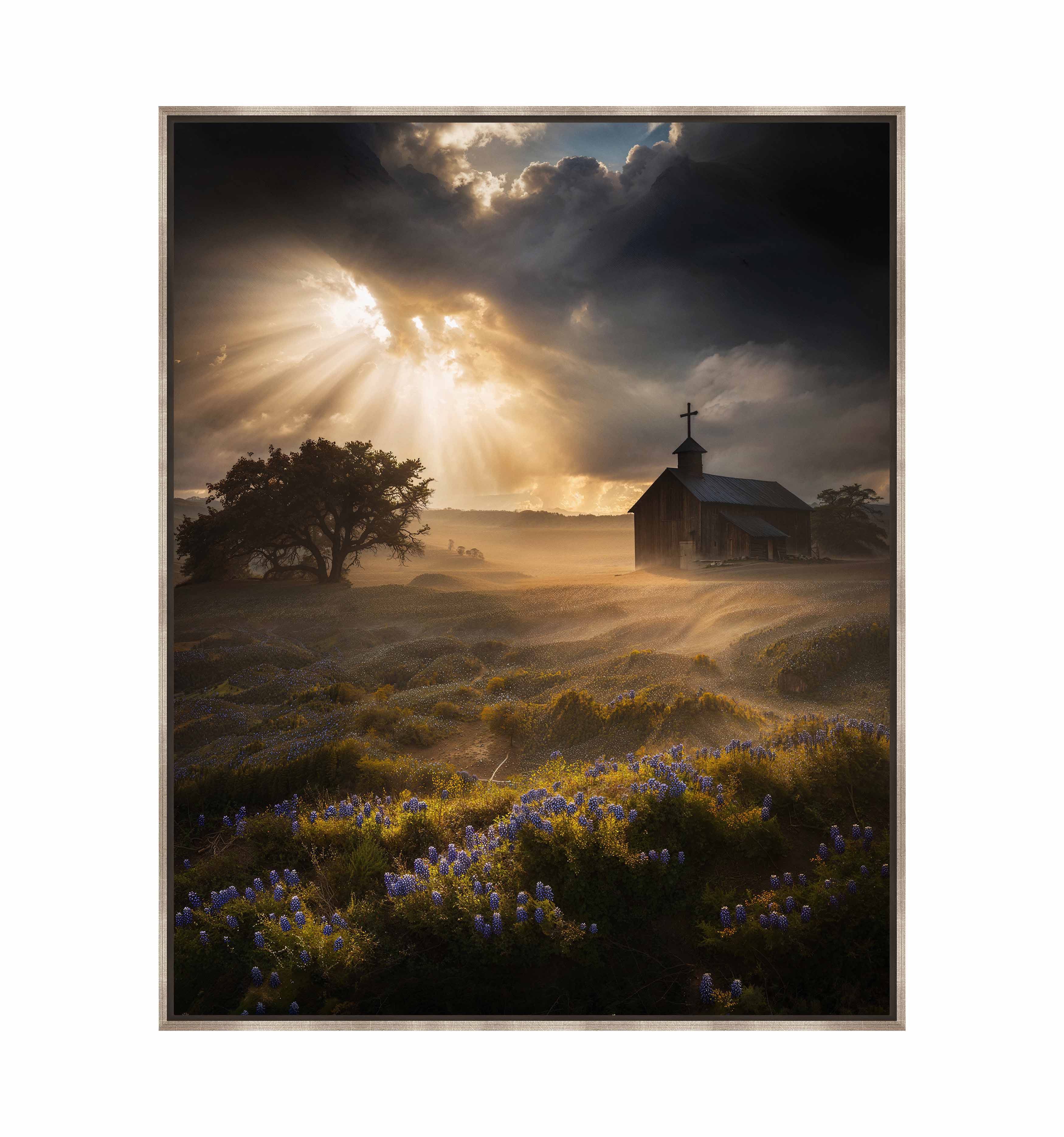 Celestial Rays Over Lone Star Land II - Stunning Galaxy Space Art Print on Gallery Wrapped Canvas - Perfect for Living Room, Bedroom & Office Wall Decor