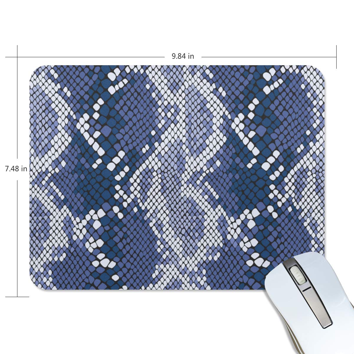 VIKKO Stylish Blue Snake Skin Non-Slip Rubber Gaming Mouse Pad - 9.8 x 7.4 Inch Rectangle Mousepad for PC, Laptop, Office & Home Use