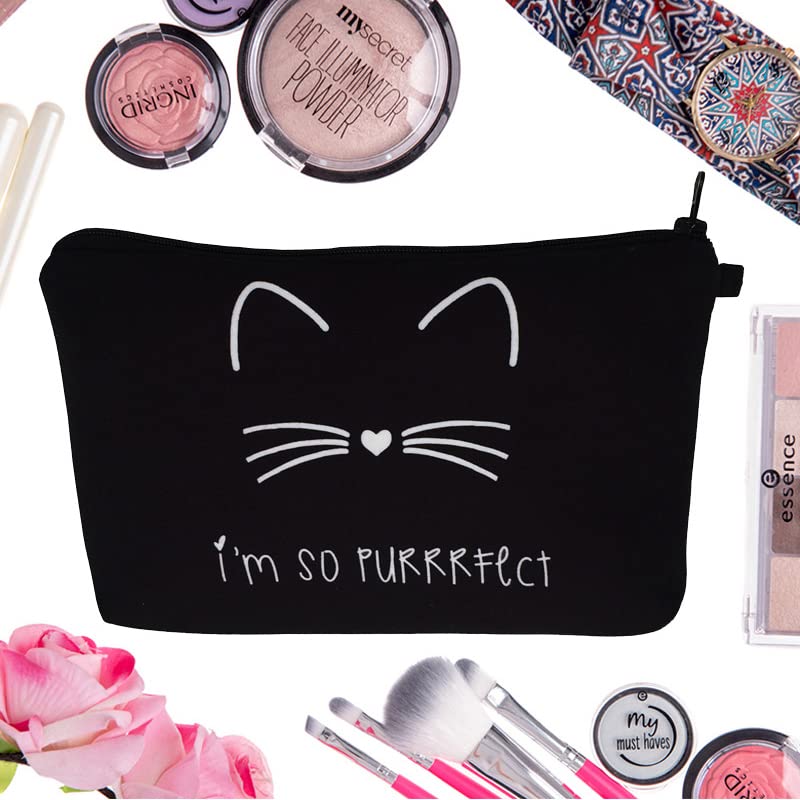 2PCS Smile Cat Makeup Bag Set for Women - Waterproof Cosmetic Pouch & Travel Brush Organizer - Perfect for Travel, Gym, and Daily Essentials Storage