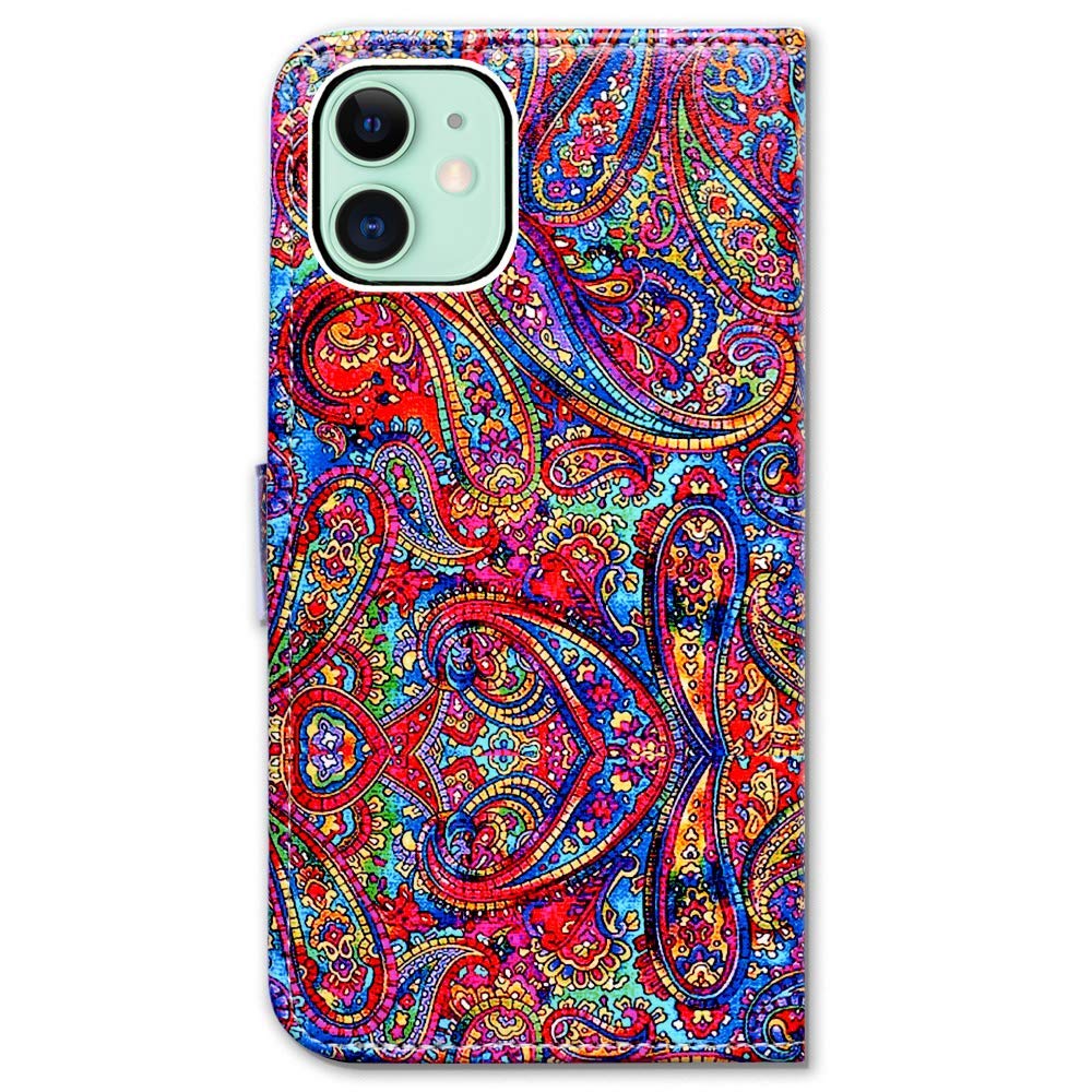 Premium Leather Wallet Case for iPhone 11 with Credit Card Slots & Kickstand - Floral Paisley Design Protective Cover for Women & Men | Perfect for Work, Travel & Everyday Use