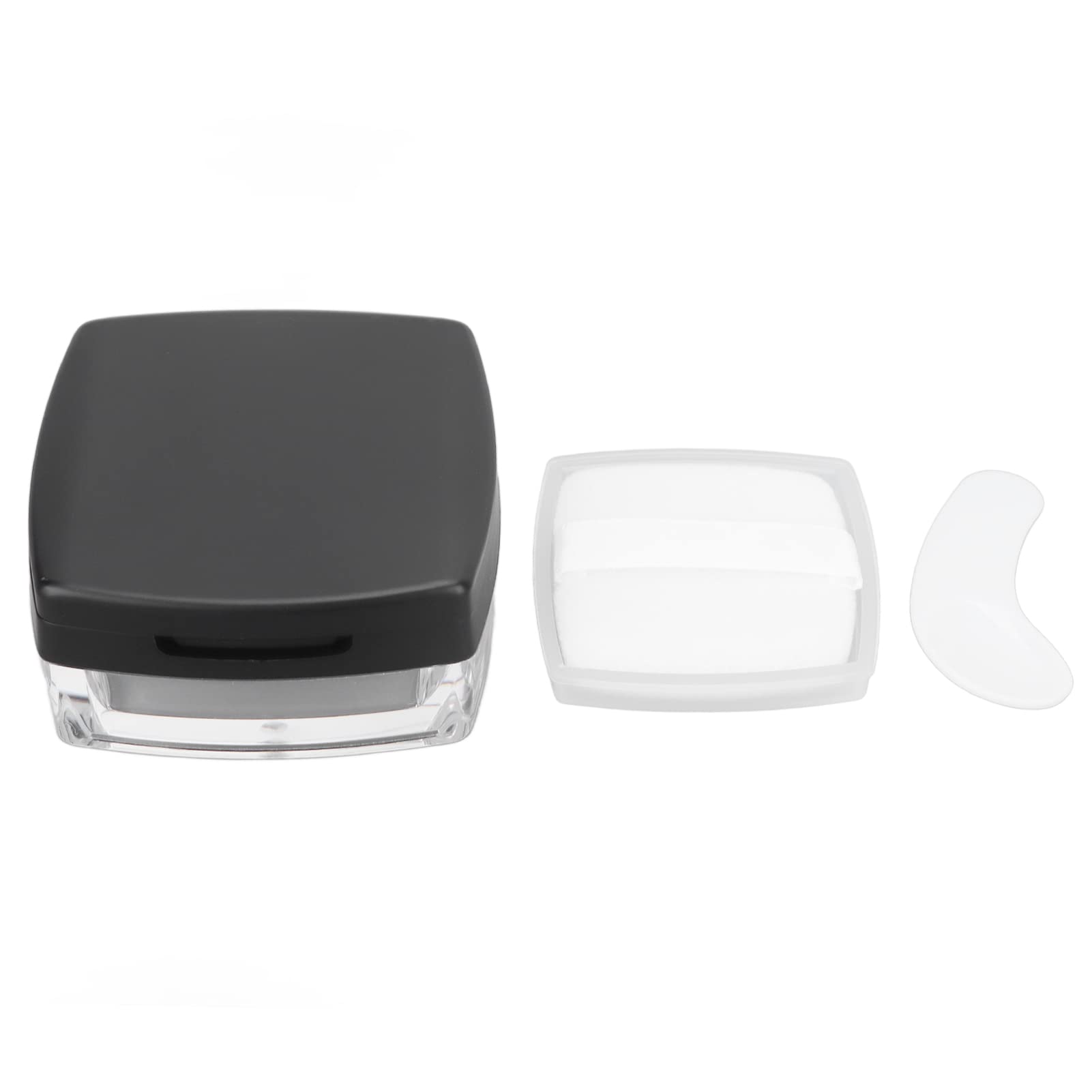 Refillable Empty Powder Box with Mirror & Spoon - Black Cosmetic Storage Case for Loose Makeup Powder | Travel-Friendly Compact Organizer for Makeup Artists & On-the-Go Touch Ups