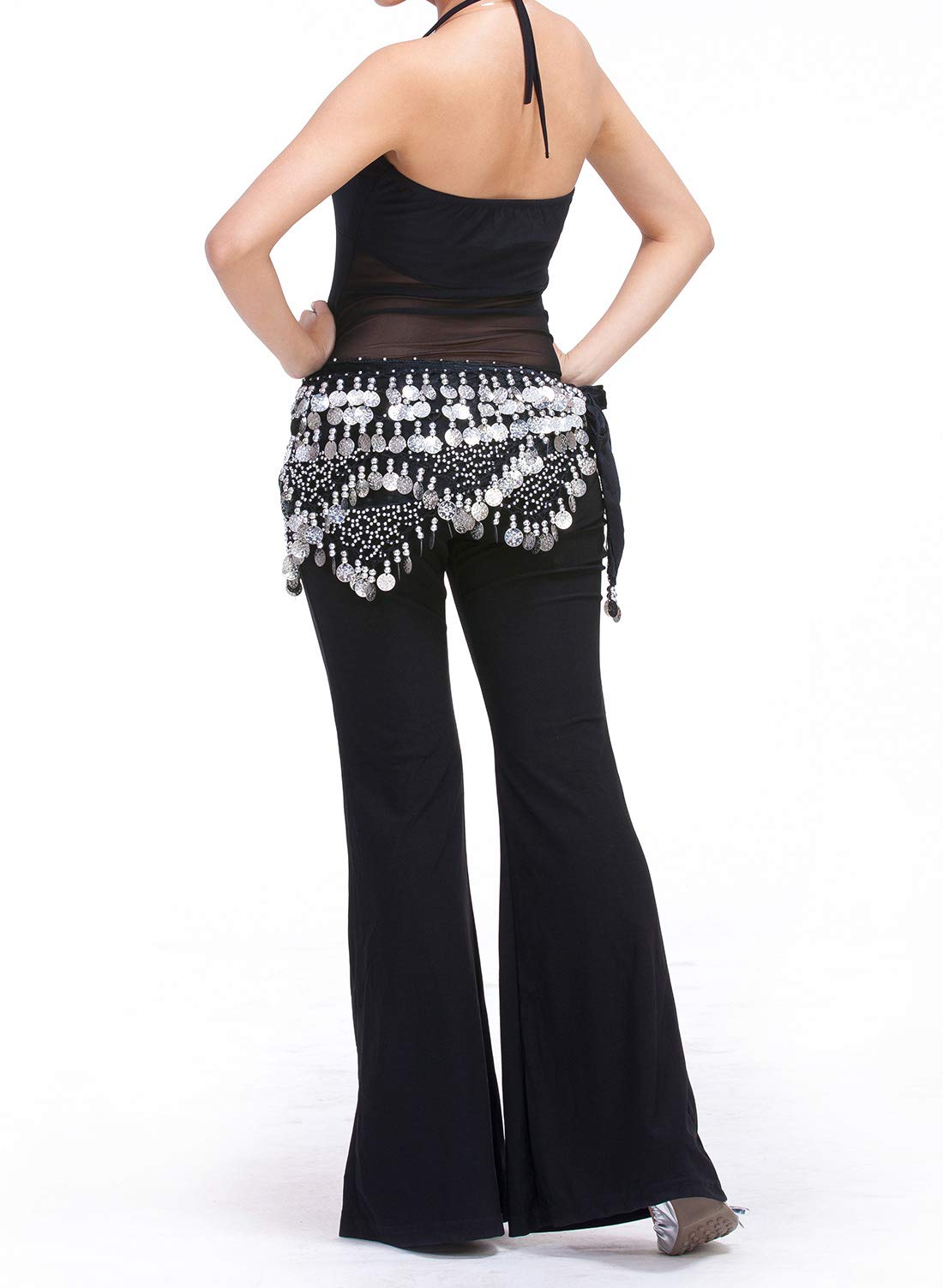 Aivtalk Women's Velvet Belly Dance Hip Scarf with 320 Coins - Perfect for Belly Dance Performances, Fitness Classes, and Cultural Events
