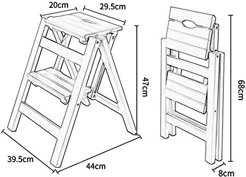Foldable Pine Wood Step Stool - Portable Ladder Stool for Shoe Changing, Flower Stand, Library & Home Use - Black