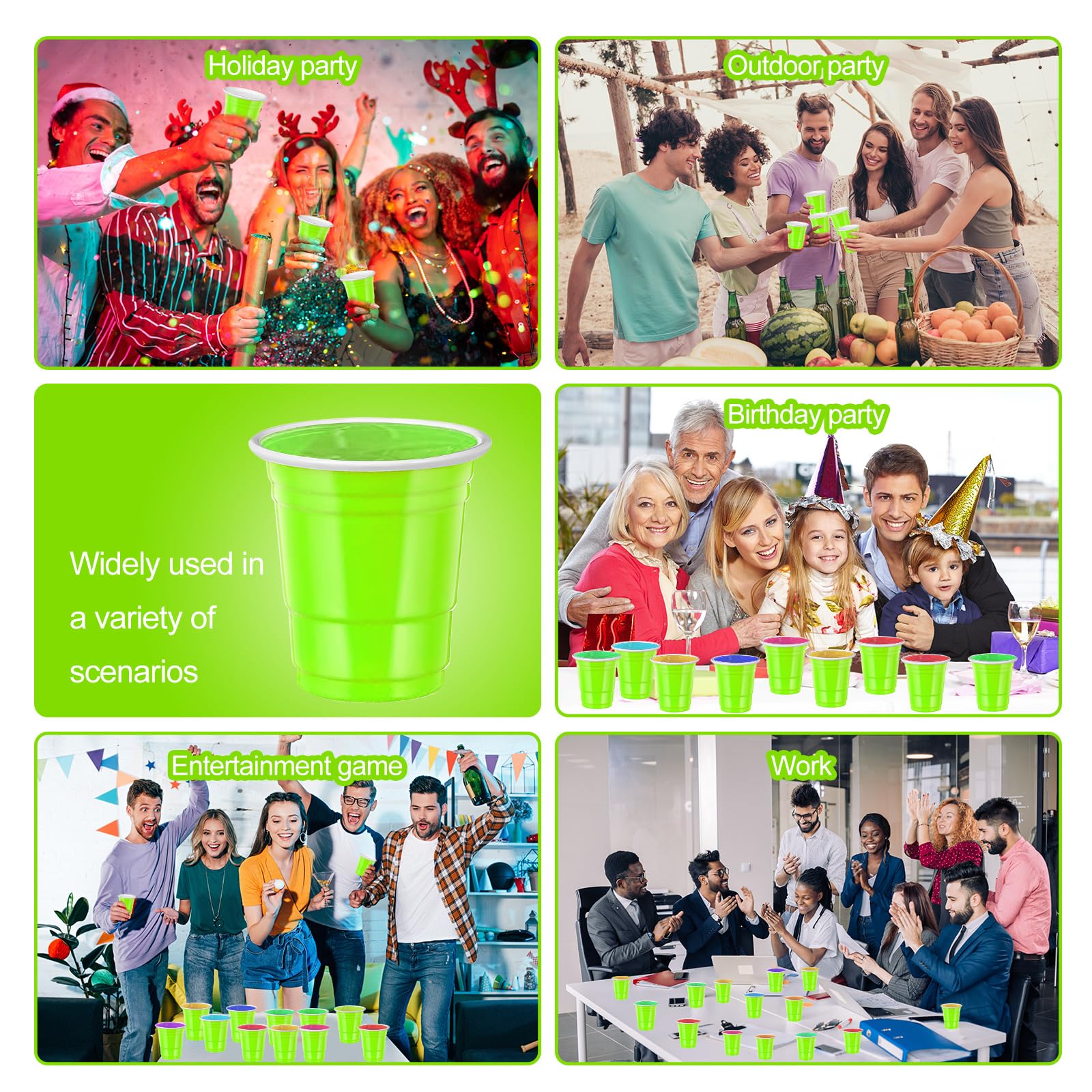 500-Pack Fluorescent Green Plastic Shot Glasses - 2 oz Disposable Party Cups for Cocktails, Jello Shots, Tastings, and Snacks | Perfect for Bars, Parties, and Events