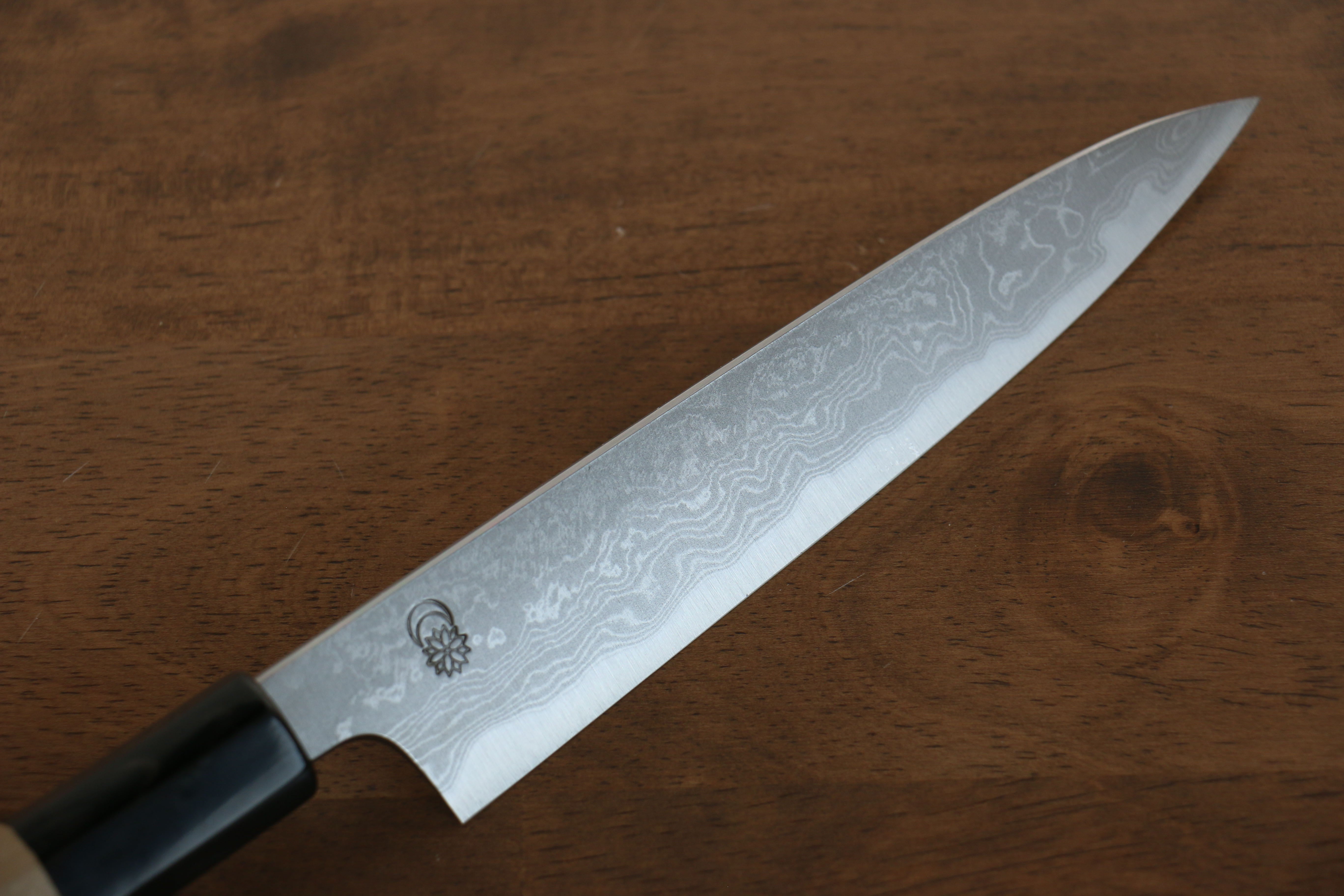 Premium Kikuzuki Blue Steel No.1 Damascus Petty Knife 150mm - Japanese Kitchen Utility Knife with Magnolia Wood Handle - Perfect for Slicing, Dicing & Precision Cutting in Professional & Home Kitchens