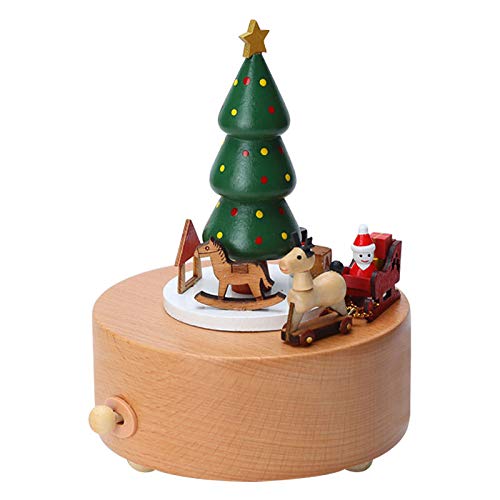 AMOR PRESENT Christmas Music Box - Wooden Musical Gift with Christmas Tree Girl Design for Birthday, Wedding & Holiday Decor | Perfect for Home, Office & Festive Celebrations