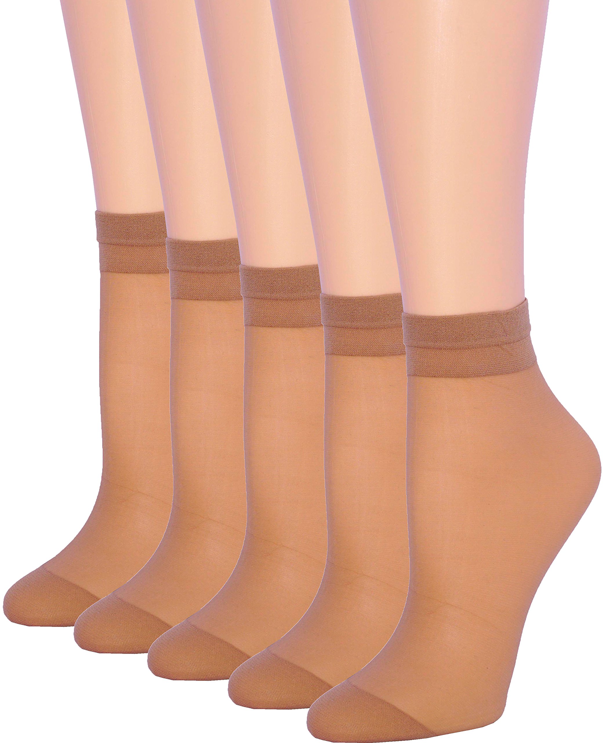 MALVA 5 Pairs Women's Sheer Knee-High Low Cut Nylon Socks - Fashionable Streetwear Sheer Hosiery for Casual Wear, Office & Daily Outfits