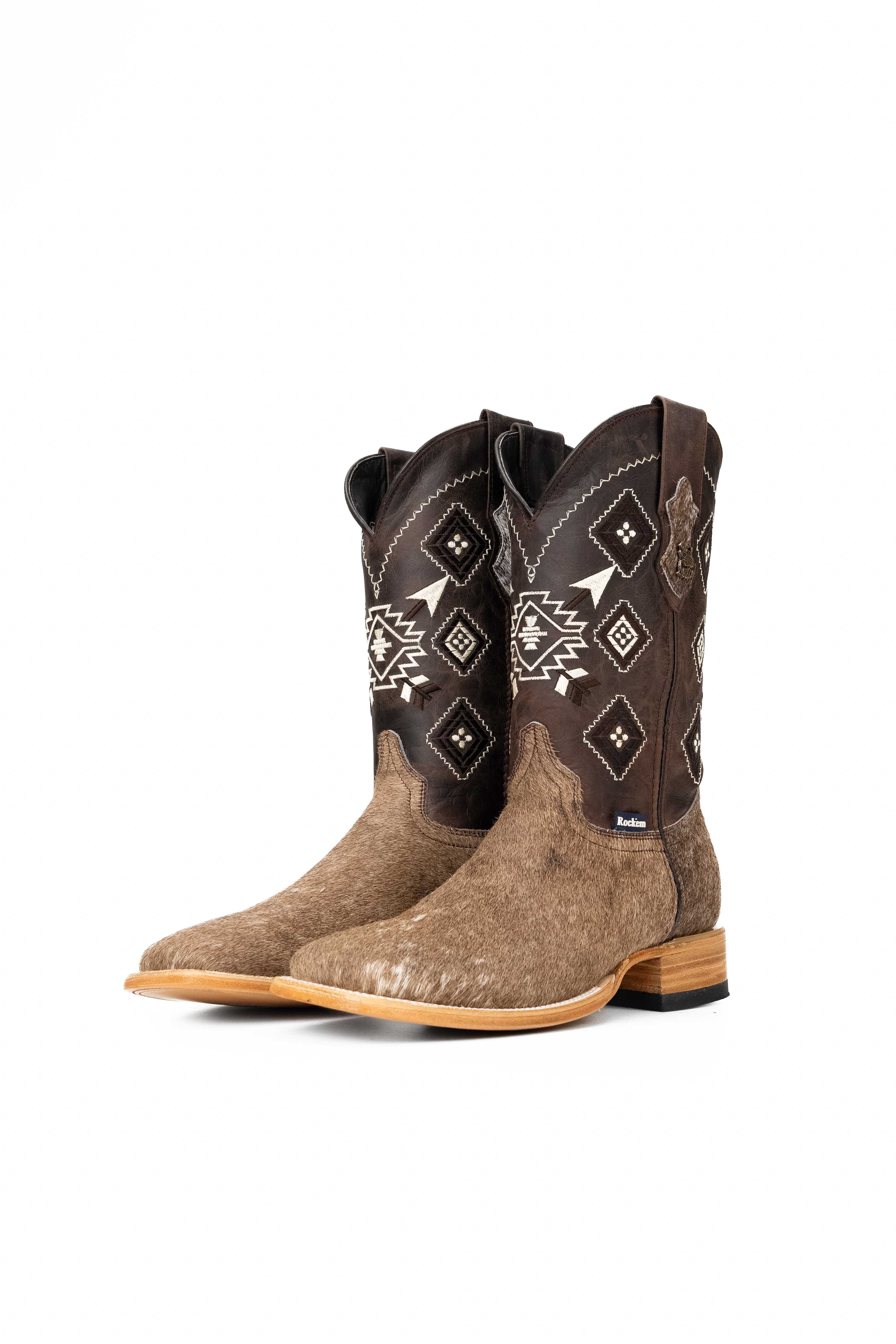 Authentic Men's Cowhide Square Toe Cowboy Boots - Size 10 - Western Style Riding Boots for Country, Rodeo & Outdoor Adventures