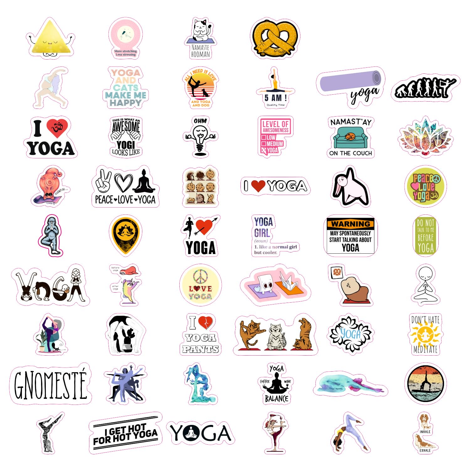 100Pcs Yoga Stickers & Decals - Motivational Yoga Gifts for Women, Instructors, Moms & Yoga Lovers - Waterproof Vinyl Stickers for Laptops, Water Bottles, Yoga Mats & More - Perfect for Yoga Studios, Home Decor & Personalization