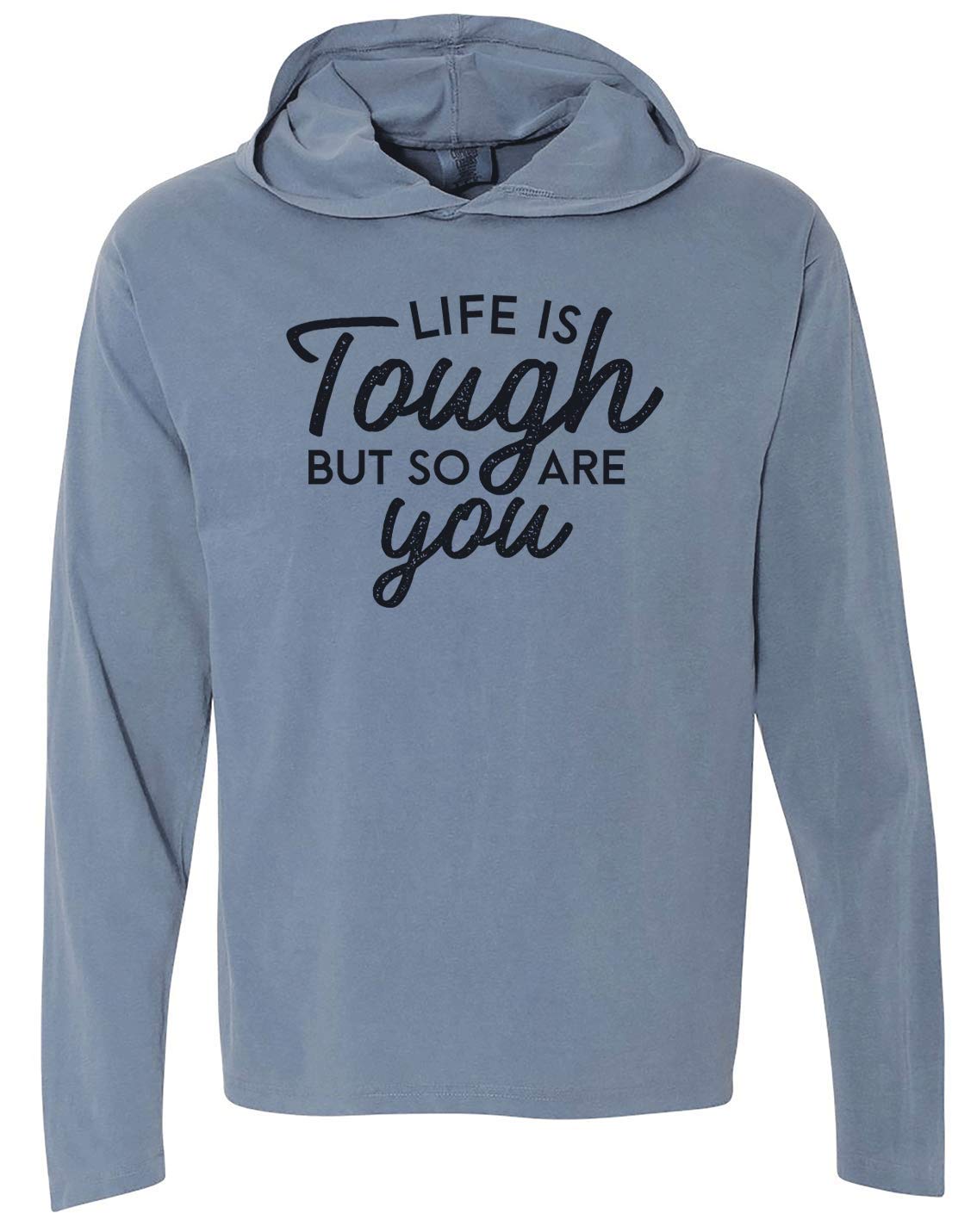 7 ate 9 Apparel Unisex Motivational 'You Are Tough' Blue Hooded Sweatshirt - Perfect for Gym, Workouts & Casual Streetwear