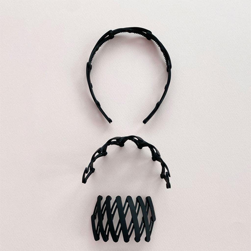 DENICRAAS Matte Foldable Headbands for Women & Girls | Non-Slip Retractable Teeth Hair Band Set of 4 | Compact & Portable for Travel, Gym, Yoga & Everyday Use
