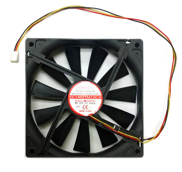 Evercool 140mm x 140mm x 25mm 12V DC Cooling Fan - EC14025M12CA - Perfect for PC Cooling, Electronics Enclosures & Server Racks