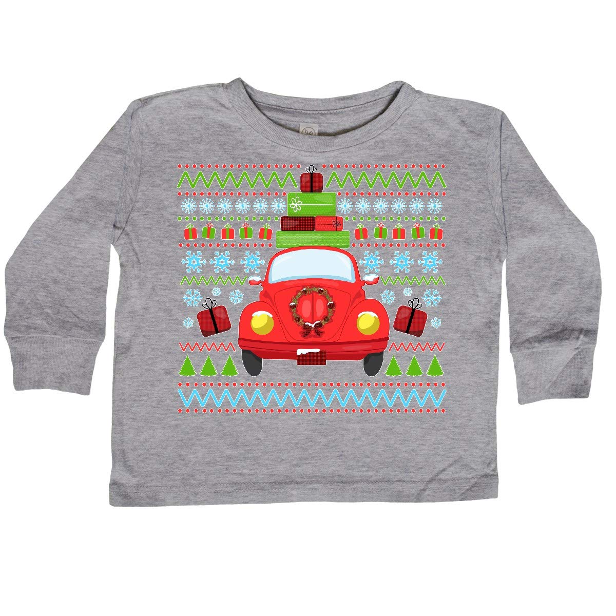 Ugly Christmas Sweater with Car and Toddler Design - Festive Long Sleeve T-Shirt for Holiday Parties & Family Gatherings | Inktastic
