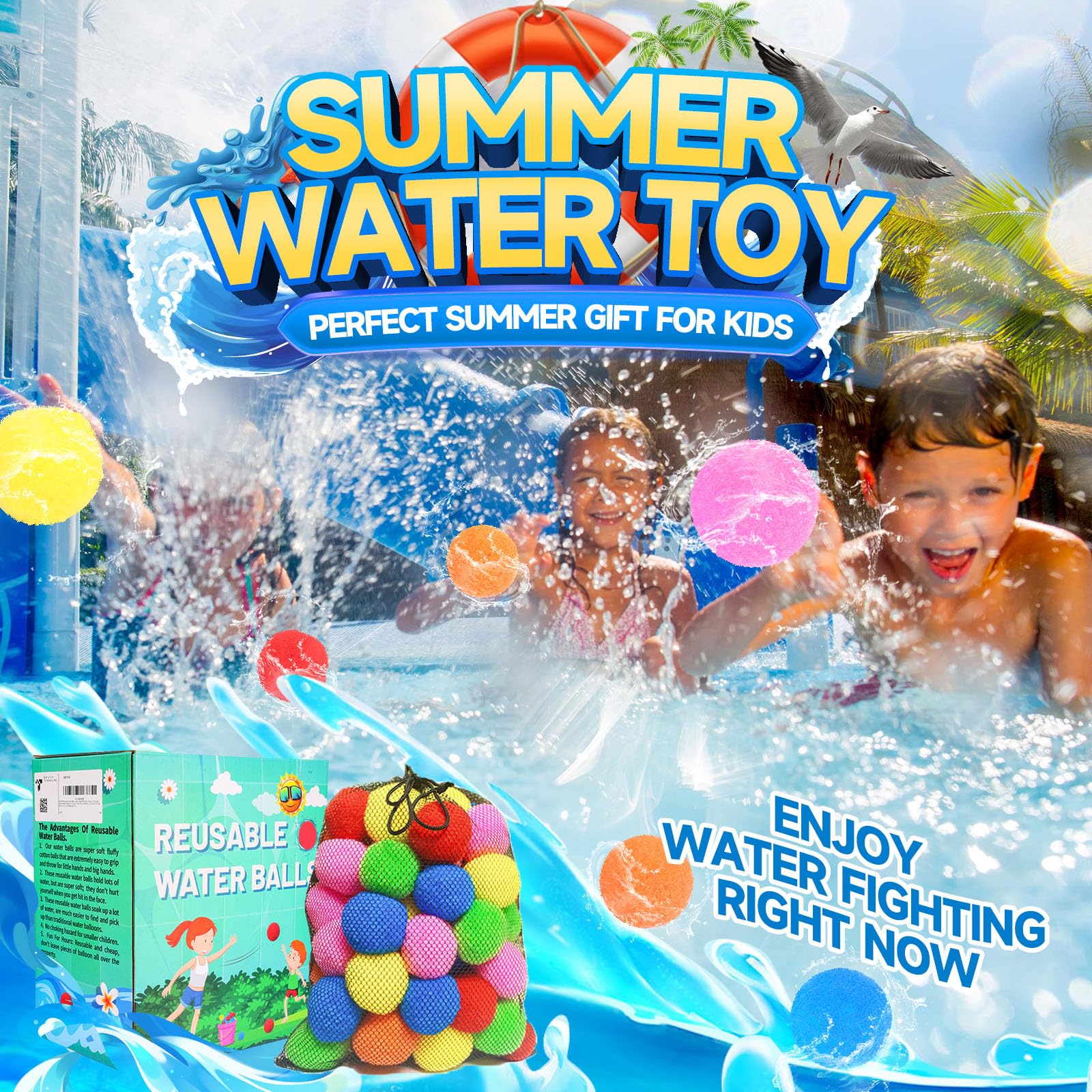 90 Pcs Reusable Water Balls - Eco-Friendly Water Balloons for Outdoor Games, Kids & Adults Summer Pool Toys for Backyard, Beach, and Party Fun (BPA-Free Splash Battle Set)