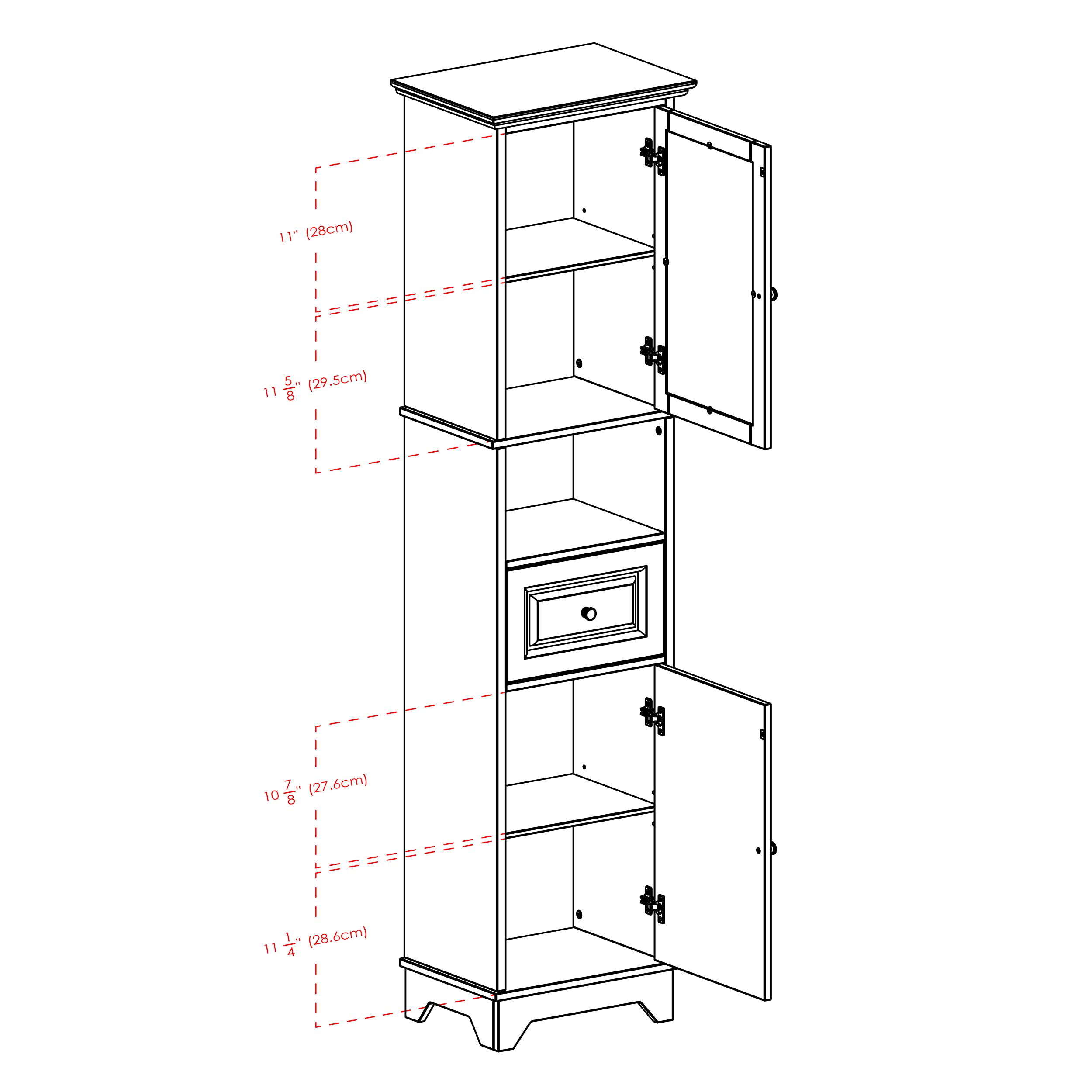 Winsome Wood Alps Tall Cabinet with Glass Door and Drawer - Stylish Storage for Living Room, Bedroom & Office - Perfect for Organizing Books, Decor & Essentials