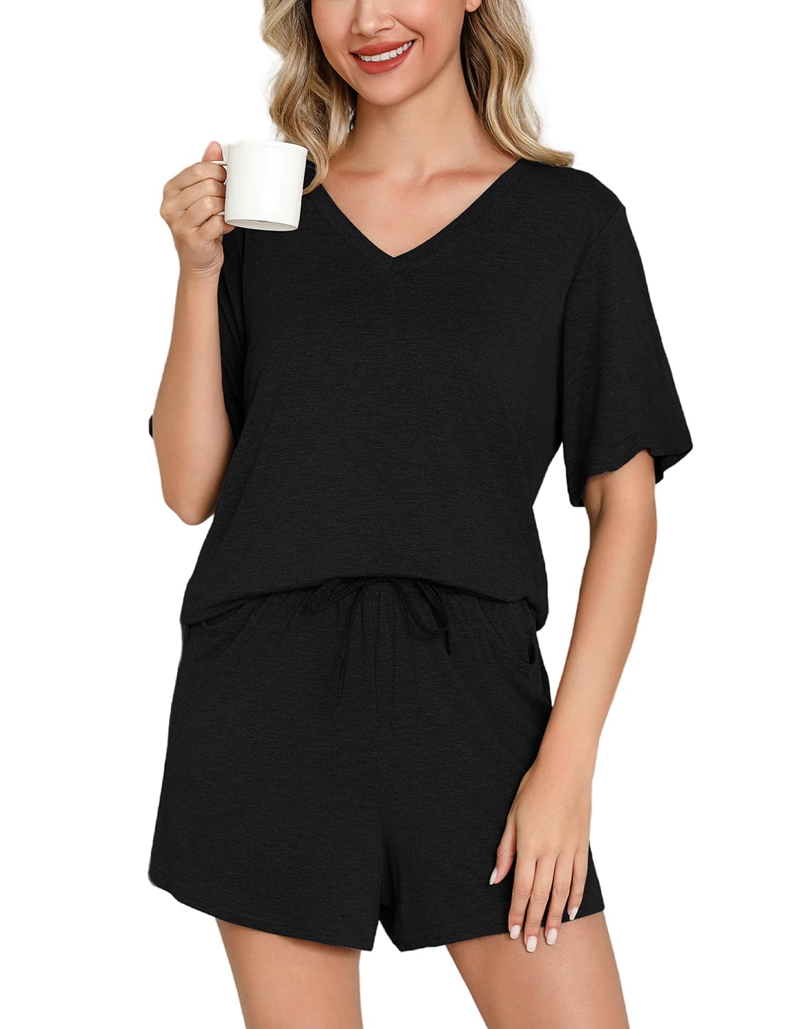 EISHOPEER Women's Short Pajama Set - Cute Print Sleepwear for Summer Nights