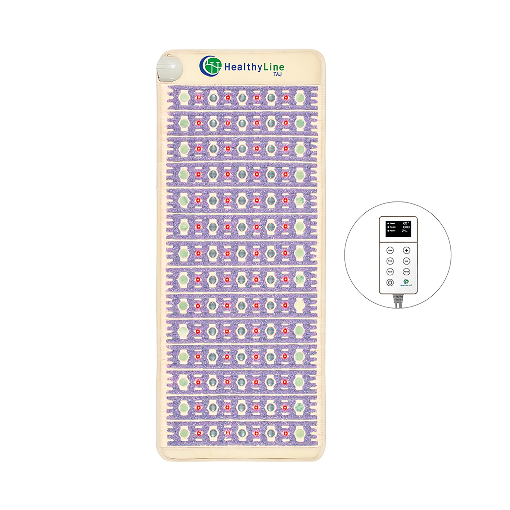 HealthyLine TAJ Mat Full Short 6024 Firm - Photon PEMF Therapy Mat with Infrared Heat for Pain Relief & Relaxation - Perfect for Home Use, Yoga, and Physical Therapy